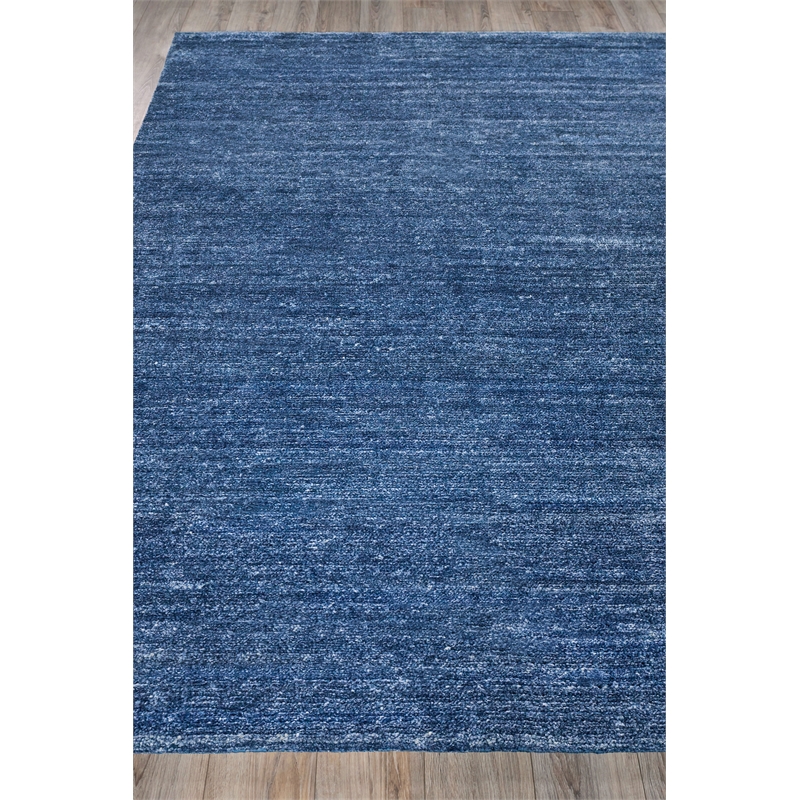Plush Hand-Knotted Bamboo Silk/Wool Dark Blue 12'x15' Area Rug