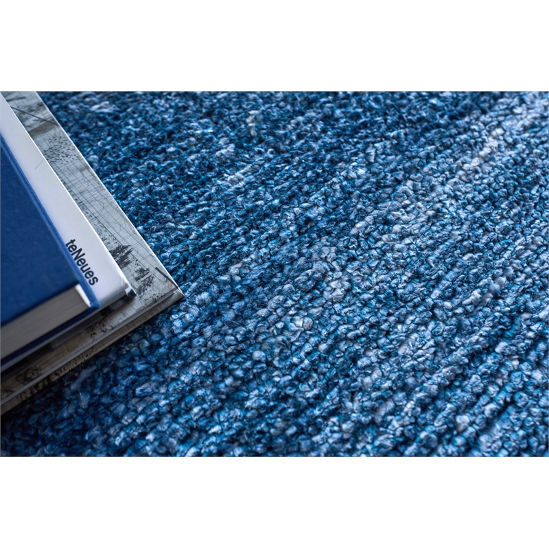 Plush Hand-Knotted Bamboo Silk/Wool Dark Blue 12'x15' Area Rug