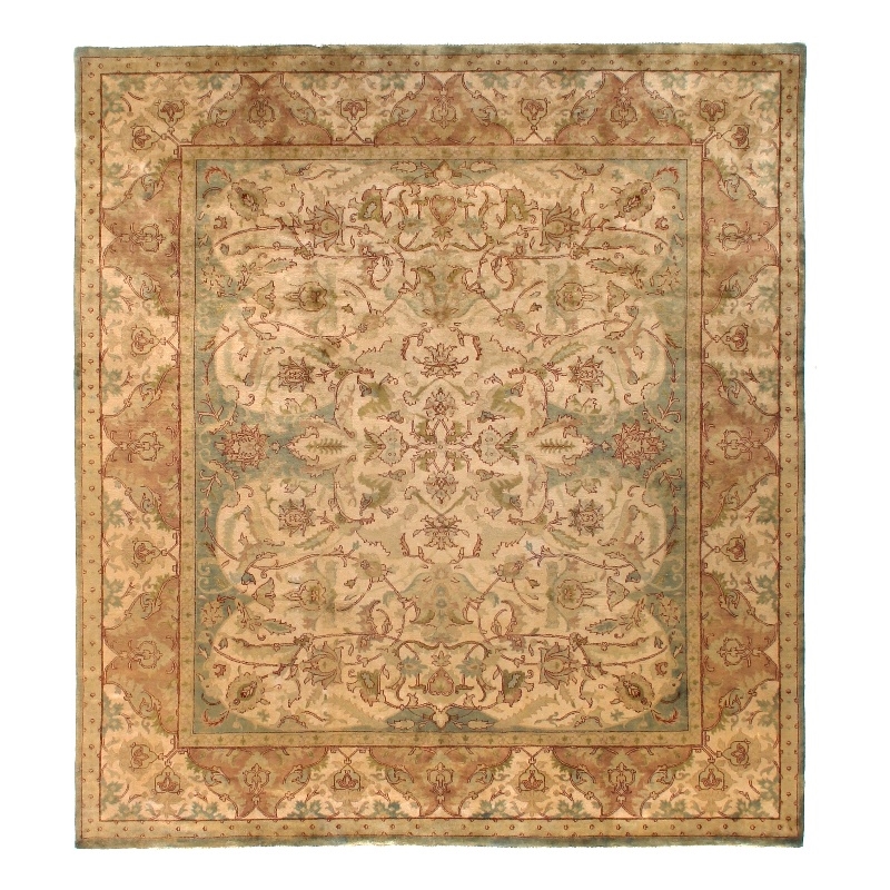 Polonaise Hand-Knotted New Zealand Wool Ivory/Green/Multi 12'x15' Area Rug