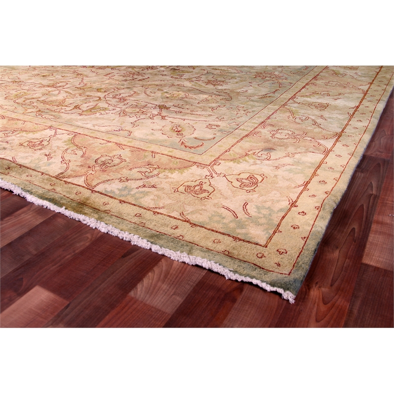 Polonaise Hand-Knotted New Zealand Wool Ivory/Green/Multi 3'x25' Area Rug