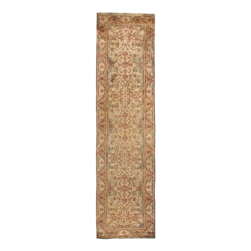Polonaise Hand-Knotted New Zealand Wool Ivory/Green/Multi 3'x25' Area Rug