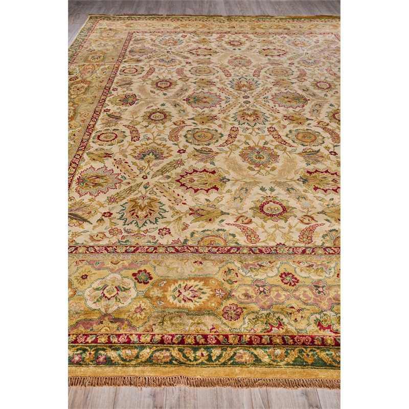 Polonaise Hand-Knotted New Zealand Wool Cream 4'x12' Area Rug