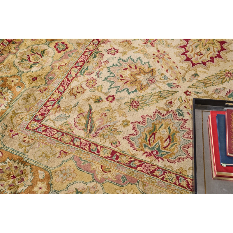 Polonaise Hand-Knotted New Zealand Wool Cream 4'x12' Area Rug