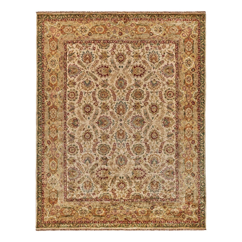 Polonaise Hand-Knotted New Zealand Wool Cream 4'x12' Area Rug