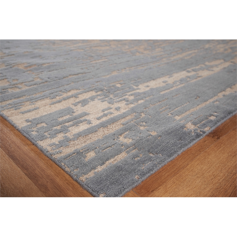 Platinum Hand-Knotted Wool/Nettle Gray/Beige 12'x15' Area Rug