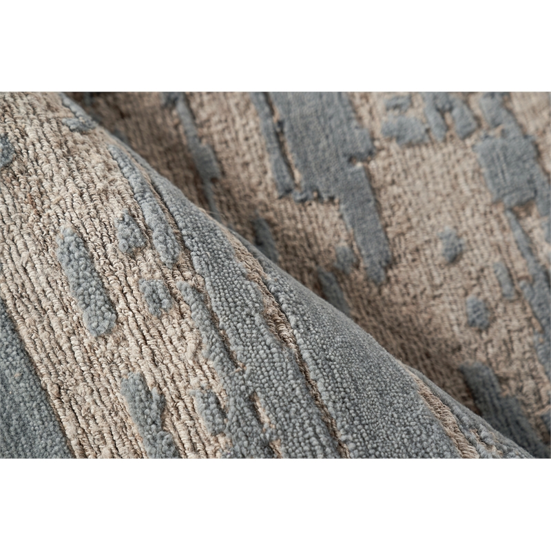 Platinum Hand-Knotted Wool/Nettle Gray/Beige 12'x15' Area Rug