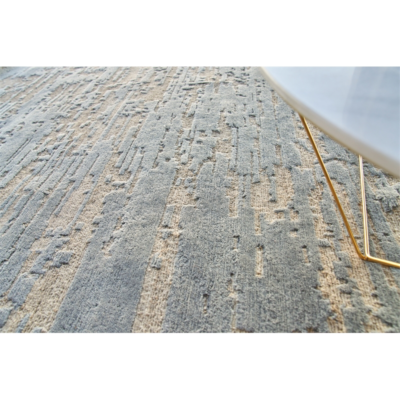 Platinum Hand-Knotted Wool/Nettle Gray/Beige 12'x15' Area Rug
