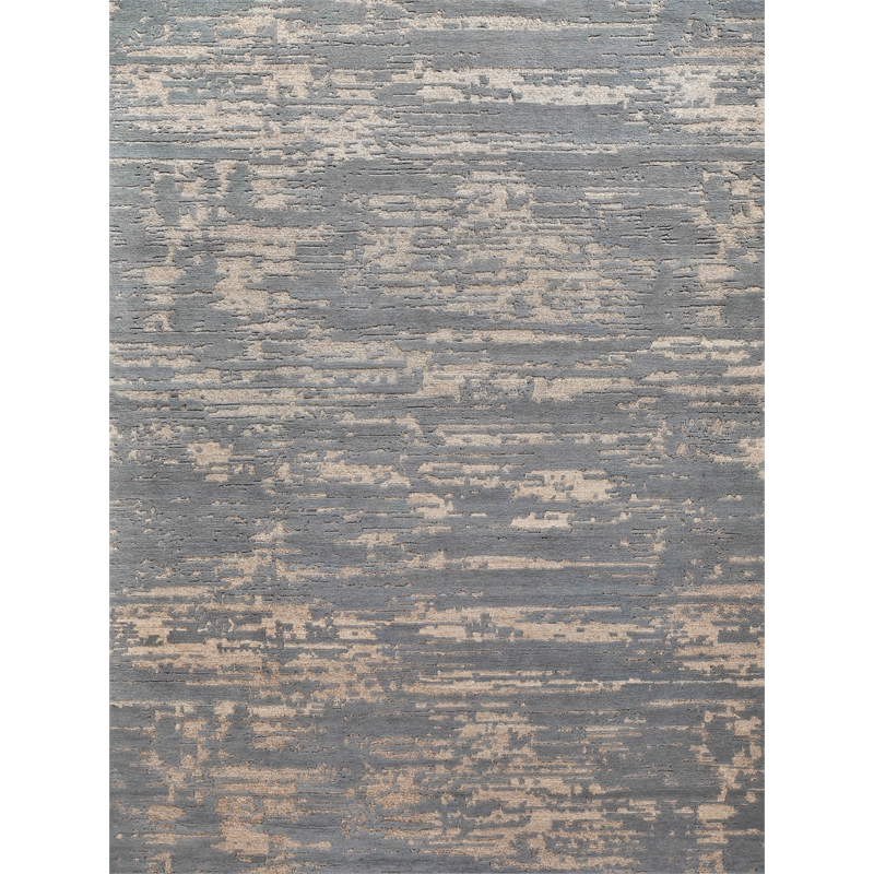 Platinum Hand-Knotted Wool/Nettle Gray/Beige 12'x15' Area Rug