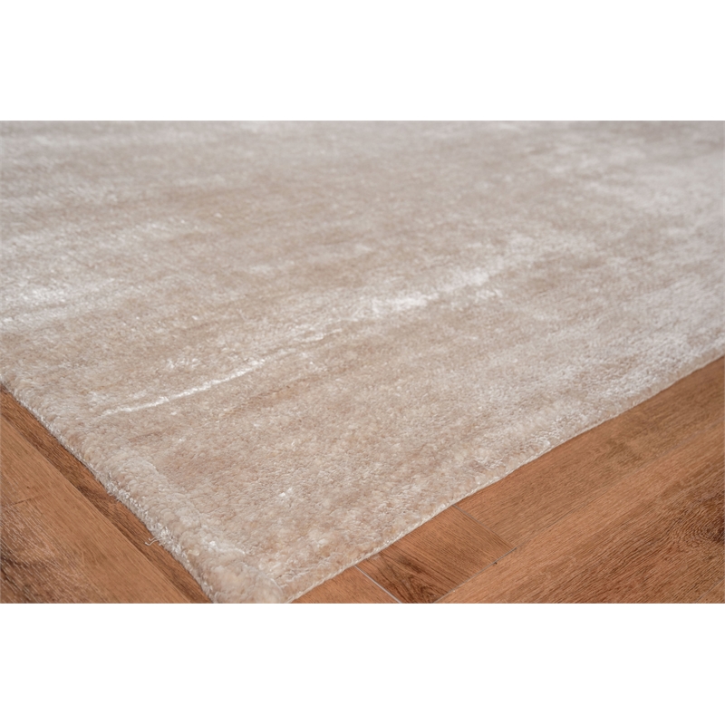 Plush Hand-Knotted Bamboo Silk/Mohair Light Beige 2'x3' Area Rug