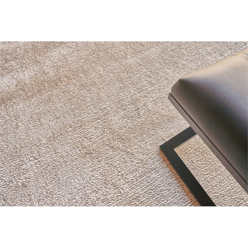 Plush Hand-Knotted Bamboo Silk/Mohair Light Beige 2'x3' Area Rug