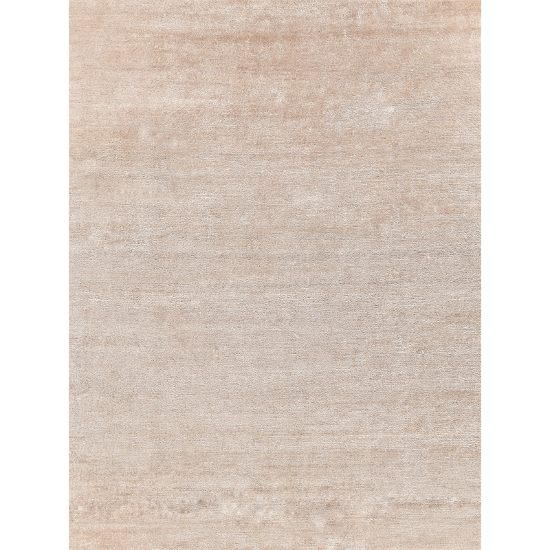 Plush Hand-Knotted Bamboo Silk/Mohair Light Beige 2'x3' Area Rug
