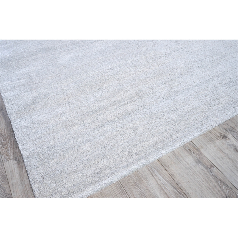 Plush Hand-Knotted Bamboo Silk/Mohair Chrome 2'x3' Area Rug