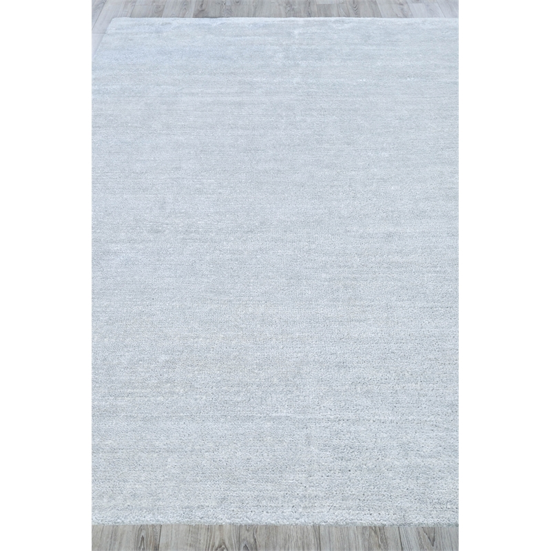 Plush Hand-Knotted Bamboo Silk/Mohair Chrome 2'x3' Area Rug
