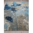 Picasso Hand-Knotted Wool/Silk Blue/Silver/Black 8'x10' Area Rug