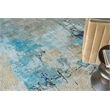 Picasso Hand-Knotted Wool/Silk Blue/Silver/Black 8'x10' Area Rug