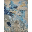 Picasso Hand-Knotted Wool/Silk Blue/Silver/Black 8'x10' Area Rug