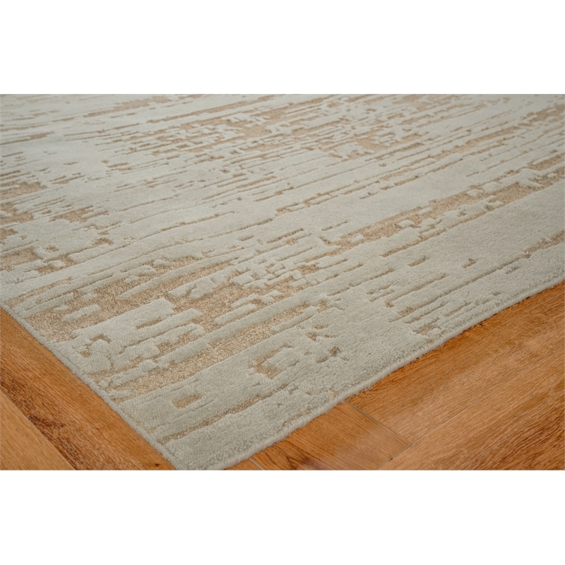 Platinum Hand-Knotted Wool/Nettle Silver/Beige 12'x15' Area Rug