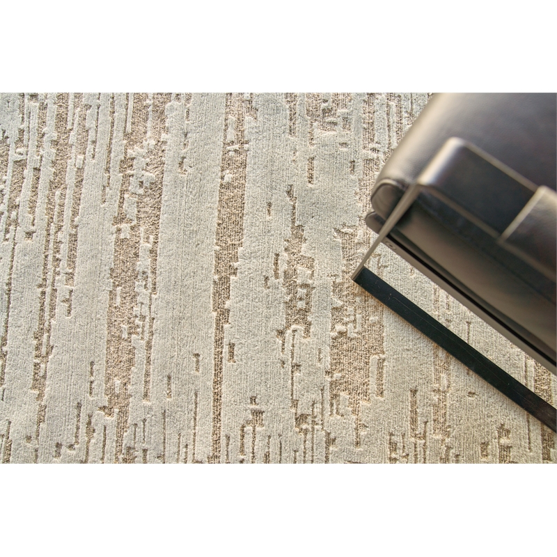 Platinum Hand-Knotted Wool/Nettle Silver/Beige 12'x15' Area Rug