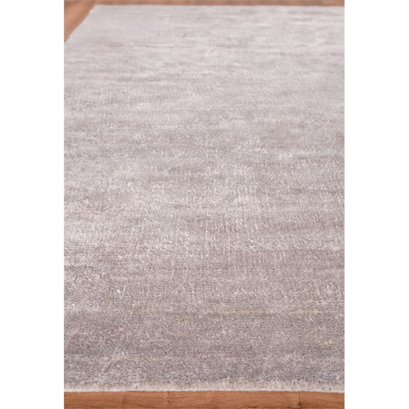 Plush Hand-Knotted Bamboo Silk/Mohair Light Silver 2'x3' Area Rug