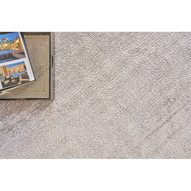 Plush Hand-Knotted Bamboo Silk/Mohair Light Silver 2'x3' Area Rug