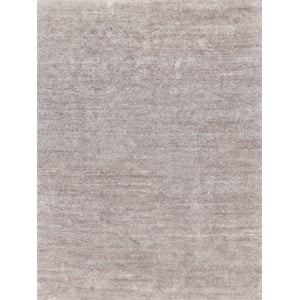 Plush Hand-Knotted Bamboo Silk/Mohair Light Silver 8'x10' Area Rug