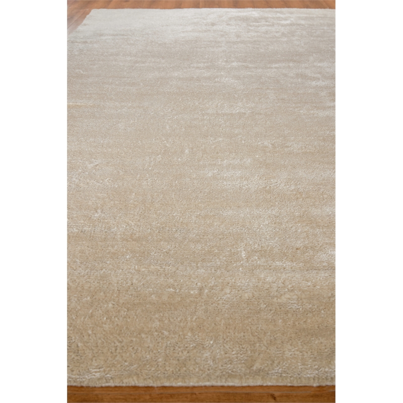 Plush Hand-Knotted Bamboo Silk/Mohair Ivory 2'x3' Area Rug