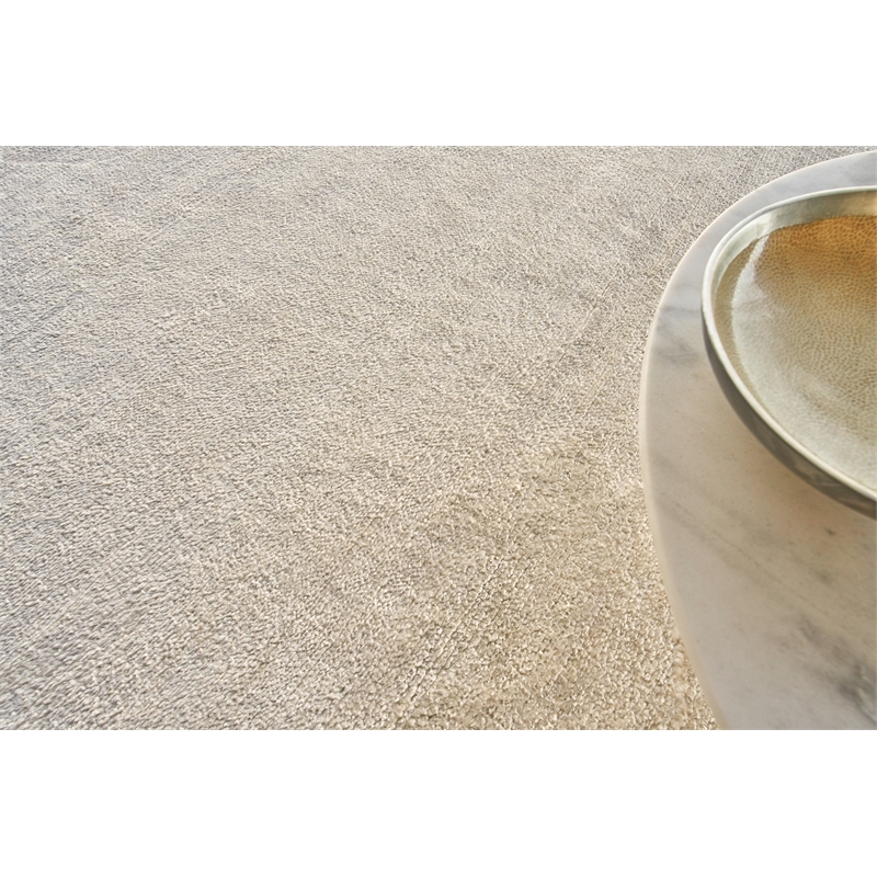 Plush Hand-Knotted Bamboo Silk/Mohair Ivory 2'x3' Area Rug