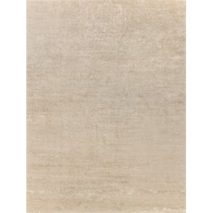 Plush Hand-Knotted Bamboo Silk/Mohair Ivory 2'x3' Area Rug