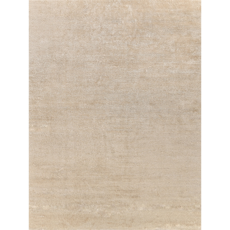 Plush Hand-Knotted Bamboo Silk/Mohair Ivory 9'x12' Area Rug