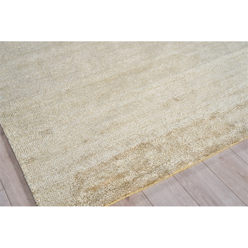Plush Hand-Knotted Bamboo Silk/Mohair Gold 2'x3' Area Rug
