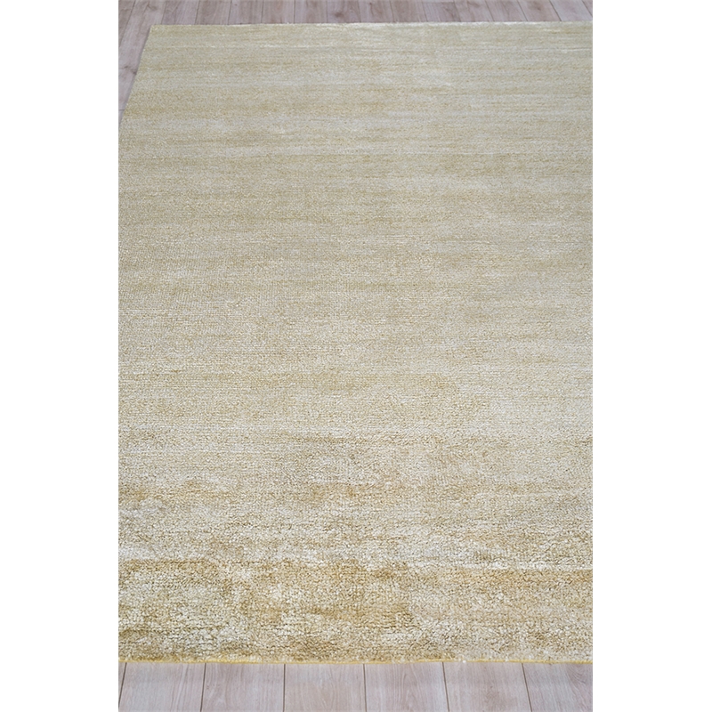 Plush Hand-Knotted Bamboo Silk/Mohair Gold 2'x3' Area Rug
