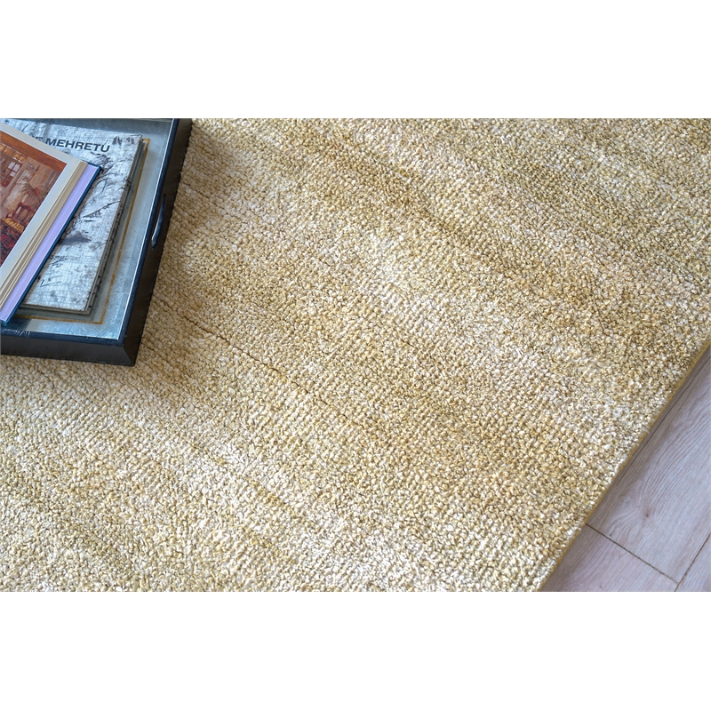 Plush Hand-Knotted Bamboo Silk/Mohair Gold 2'x3' Area Rug