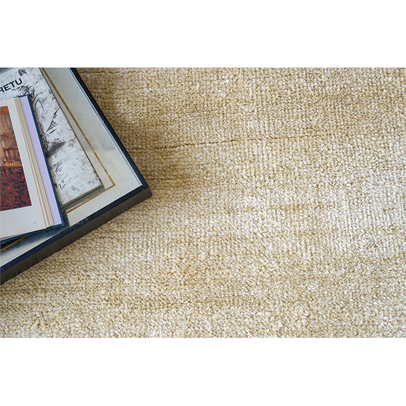 Plush Hand-Knotted Bamboo Silk/Mohair Gold 2'x3' Area Rug