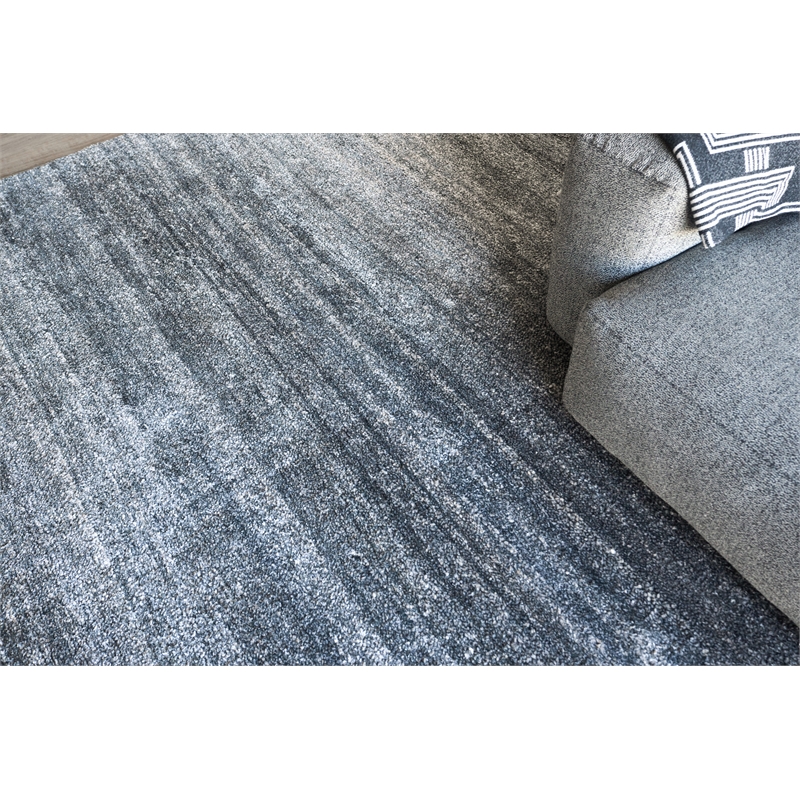 Plush Hand-Knotted Bamboo Silk/Wool Charcoal 2'x3' Area Rug