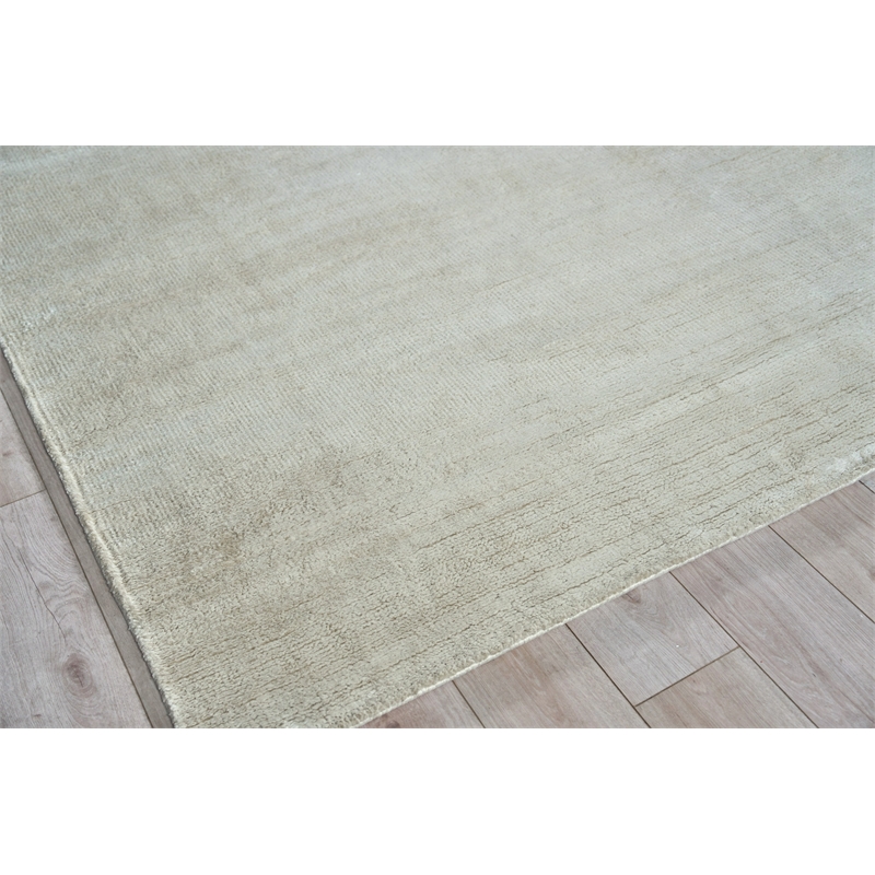 Plush Hand-Knotted Bamboo Silk/Wool White 12'x15' Area Rug