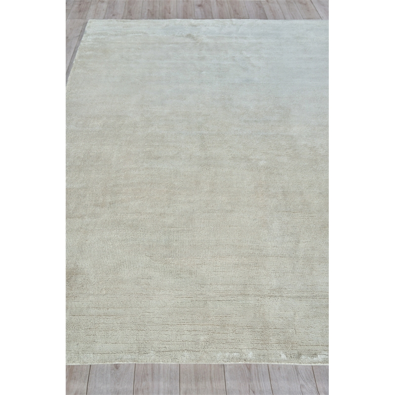 Plush Hand-Knotted Bamboo Silk/Wool White 12'x15' Area Rug