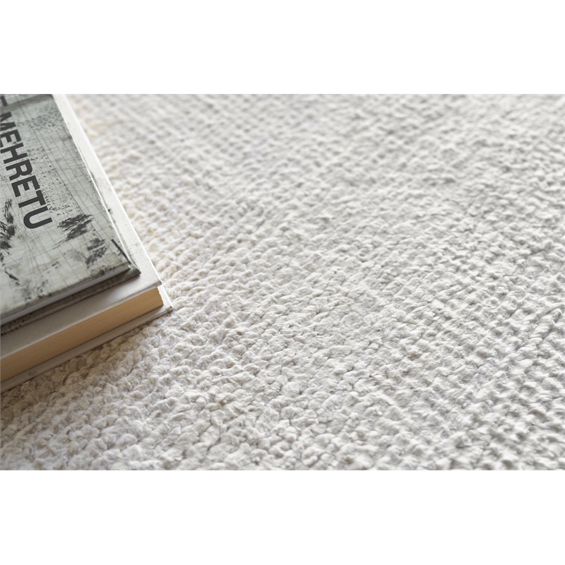 Plush Hand-Knotted Bamboo Silk/Wool White 12'x15' Area Rug