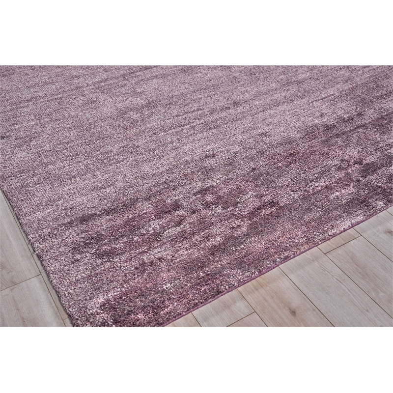 Plush Hand-Knotted Bamboo Silk/Mohair Deep Mauve 2'x3' Area Rug