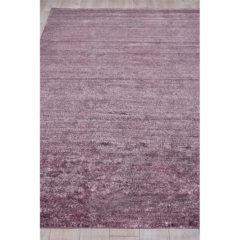 Plush Hand-Knotted Bamboo Silk/Mohair Deep Mauve 2'x3' Area Rug