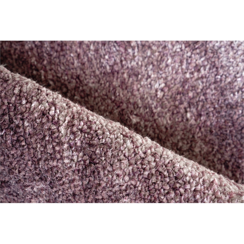 Plush Hand-Knotted Bamboo Silk/Mohair Deep Mauve 2'x3' Area Rug