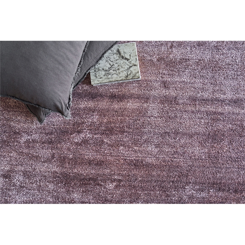 Plush Hand-Knotted Bamboo Silk/Mohair Deep Mauve 2'x3' Area Rug