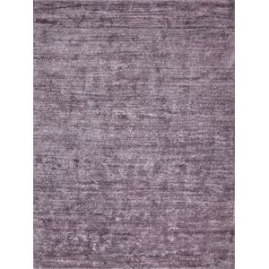 Plush Hand-Knotted Bamboo Silk/Mohair Deep Mauve 2'x3' Area Rug