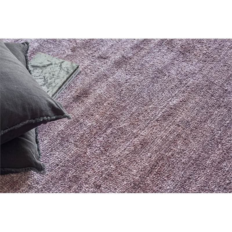 Plush Hand-Knotted Bamboo Silk/Mohair Deep Mauve 8'x10' Area Rug