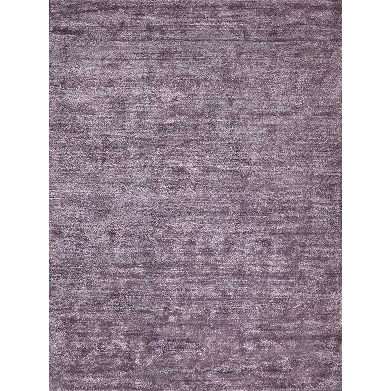 Plush Hand-Knotted Bamboo Silk/Mohair Deep Mauve 9'x12' Area Rug