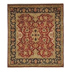 Polonaise Hand-Knotted New Zealand Wool Burgundy 9'x12' Area Rug