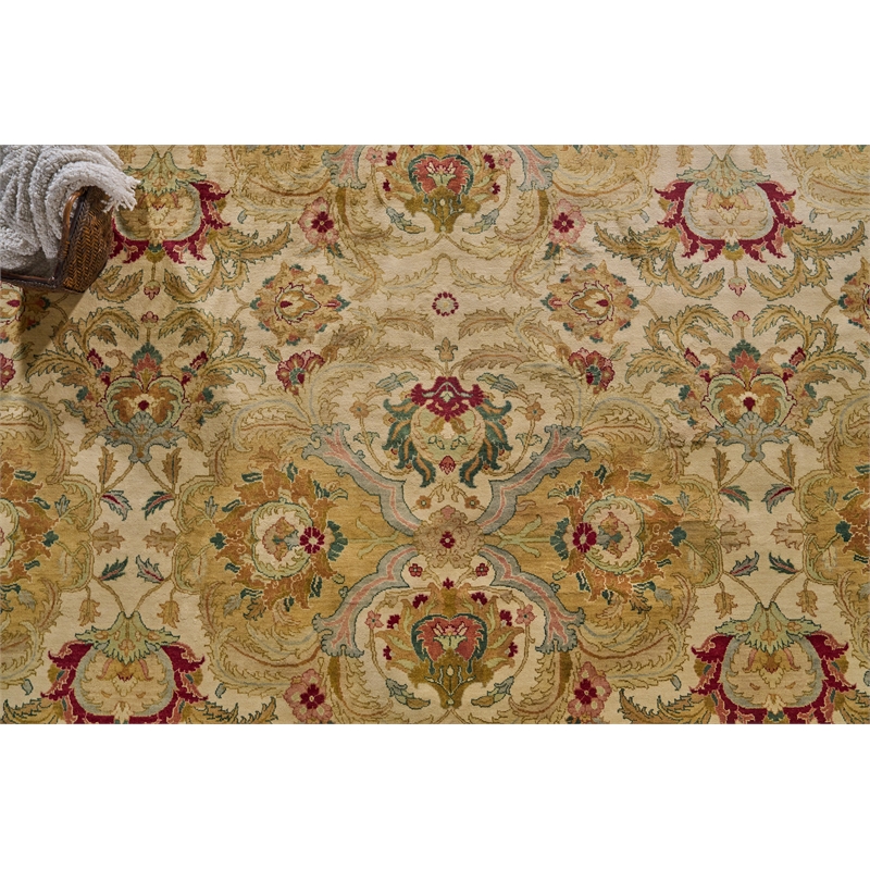 Polonaise Hand-Knotted New Zealand Wool Ivory/Gold 14'x18' Area Rug