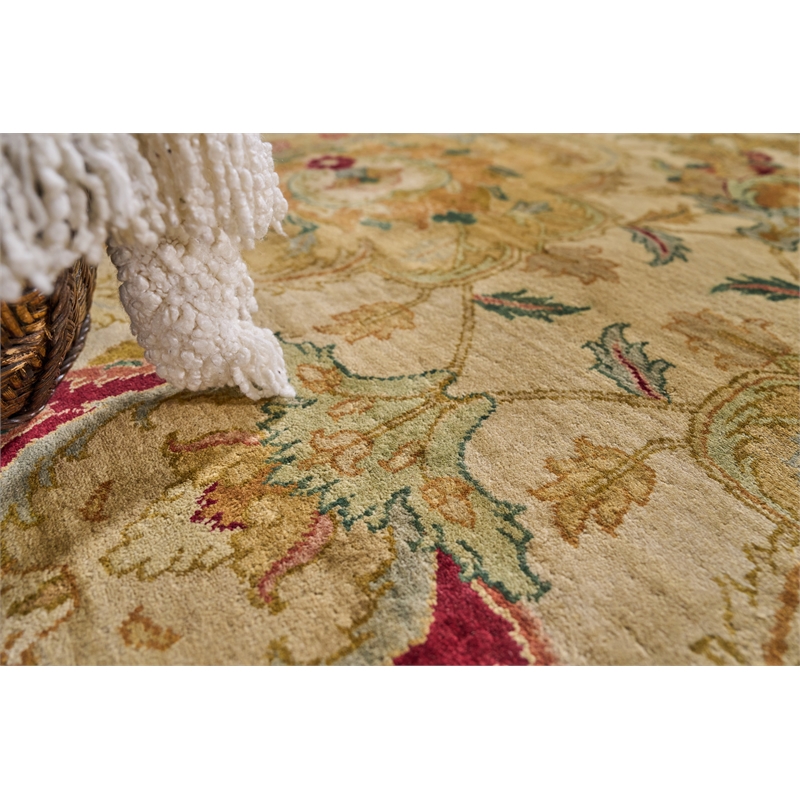 Polonaise Hand-Knotted New Zealand Wool Ivory/Gold 14'x18' Area Rug
