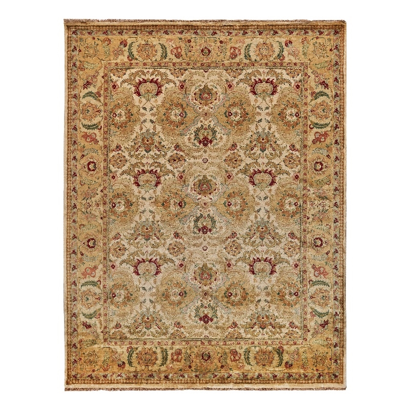 Polonaise Hand-Knotted New Zealand Wool Ivory/Gold 14'x18' Area Rug