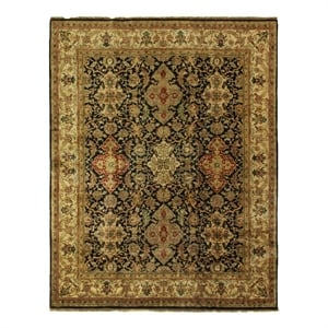 Polonaise Hand-Knotted New Zealand Wool Black 8'x8' Round Area Rug