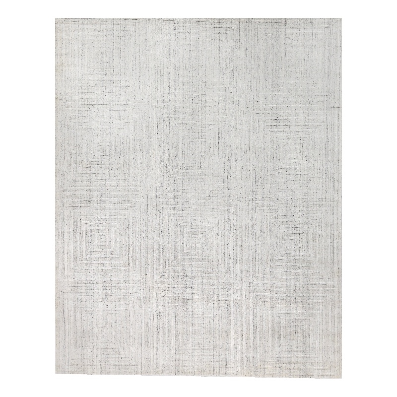Robin Embossed Handloomed Bamboo Silk/Wool White 12'x15' Area Rug